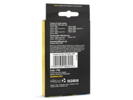 TACWISE Agrafes étroites 91/14 mm galvanisées, 2.000 pièces