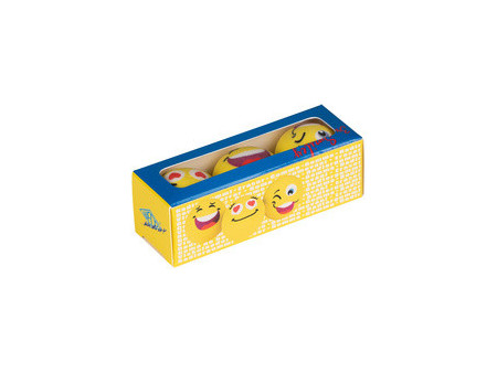 WEDO Gomme en plastique balle 'SMILEY', set de 3