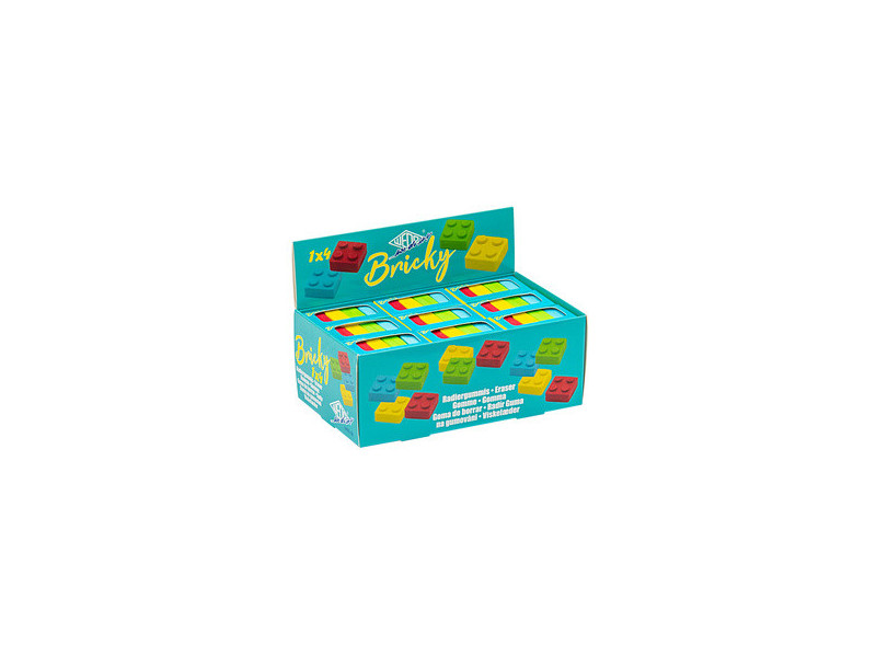 WEDO Gomme en plastique brique 'BRICKY', présentoir de 18