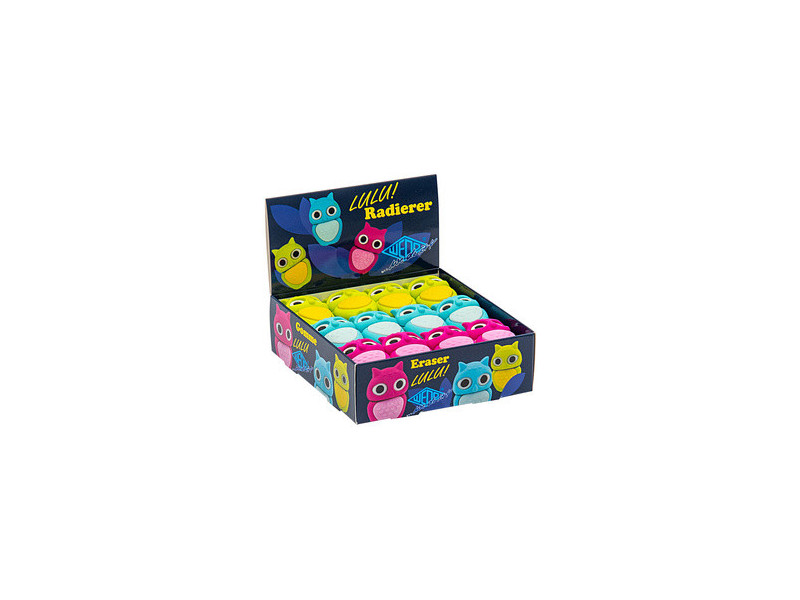 WEDO Gomme en plastique Hibou 'LULU', présentoir de 24