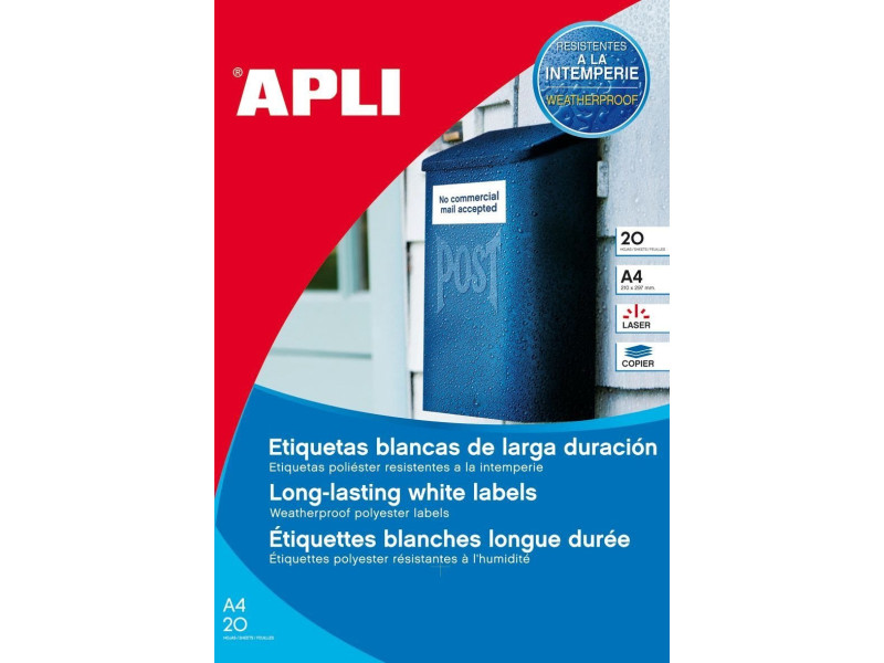 APLI Etiquette, résistant aux intempéries, 63,5 x 38,1 mm