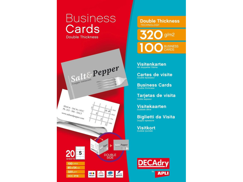 Decadry by agipa Cartes de visite, 85 x 54 mm, blanc