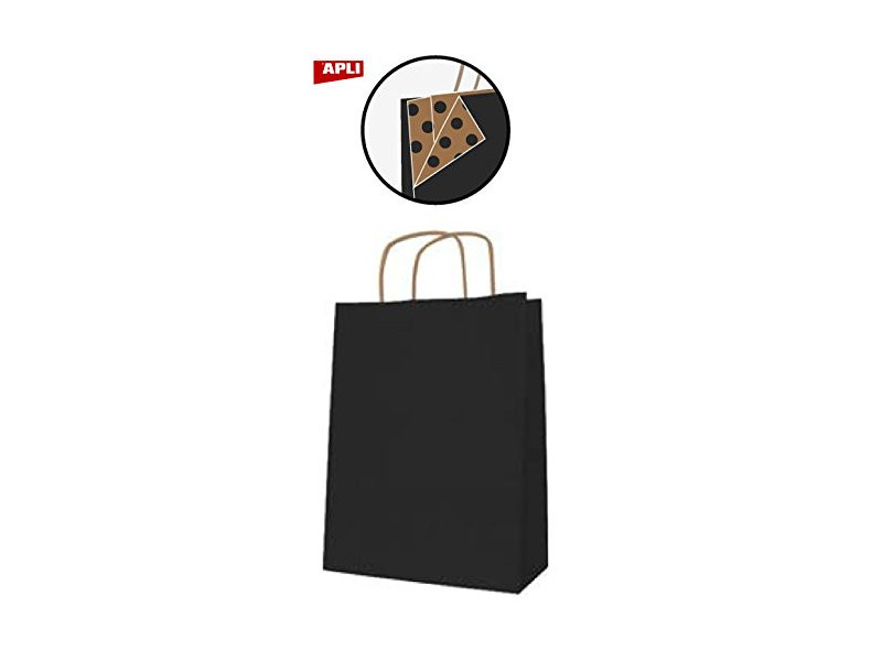 APLI Sac en papier, kraft, petit, noir