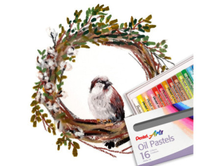 PentelArts Pastels à l'huile PHN4, étui en plastique de 16