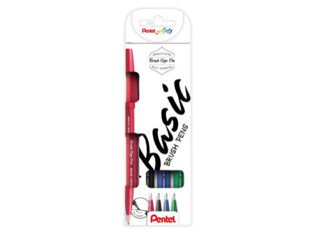 PentelArts Stylo feutre Brush Sign Pen, étui de 4, Basic