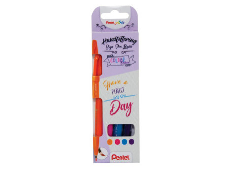 PentelArts Stylo feutre Brush Sign Pen, étui de 4, Colour