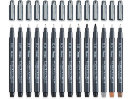 Pentel Feutre technique permanent Pointliner, set de 14