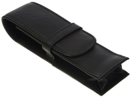 Alassio Etui pour stylo, pour 2 stylos, noir, cuir véritable