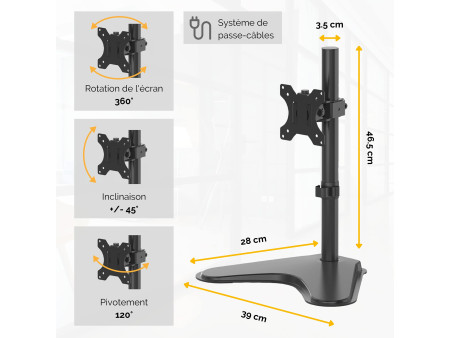 Fellowes Bras support pour écran Seasa avec socle, noir