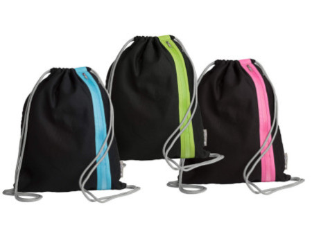 PAGNA Sac de sport à cordelette 'Go', noir / bleu azur