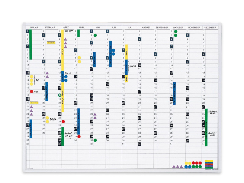 magnetoplan planning annuel, (L)900 x (H)600 mm, magnétique