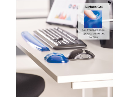 Fellowes Repose-poignet pour souris Crystal Gel, bleu
