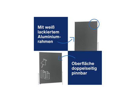magnetoplan tableau de présentation,(L)1200x(H)1500 mm, gris