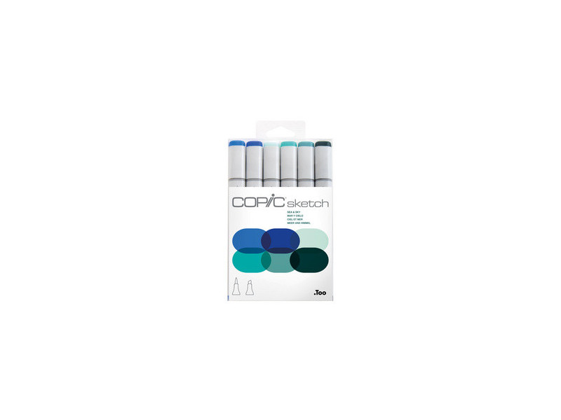 COPIC Marqueur sketch, kit de 6 'Sea & Sky'