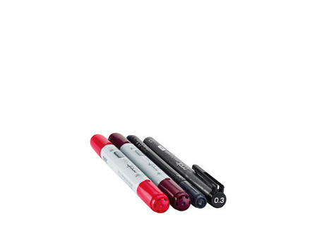 COPIC Marqueur ciao, kit de 4 'Doodle Pack Red'