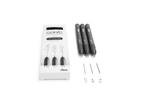 COPIC Feutre fin MULTILINER, set de 3, noir