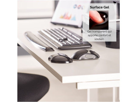 Fellowes Repose-poignet pour souris Crystal Gel, noir