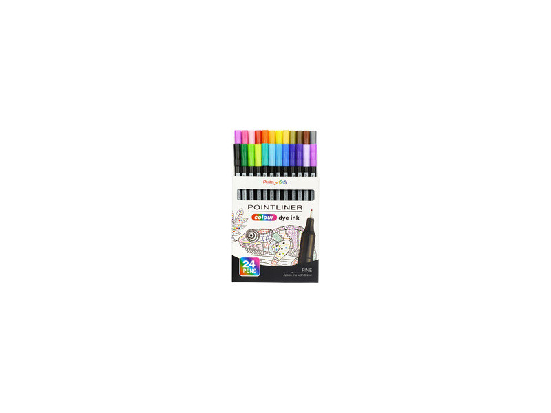 PentelArts Feutre POINTLINER colour dye ink, étui de 24