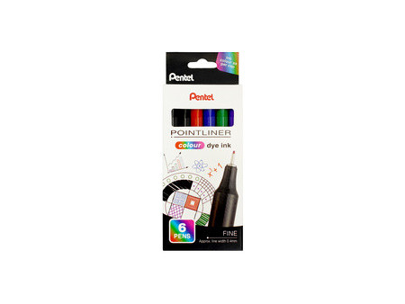 PentelArts Feutre POINTLINER colour dye ink, étui de 6