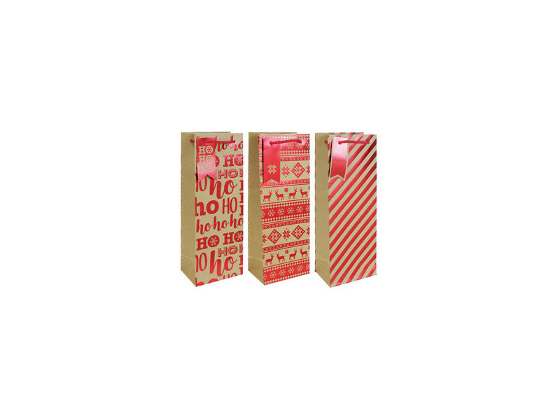 Clairefontaine Sac cadeau de Noël pour bouteille, set de 3