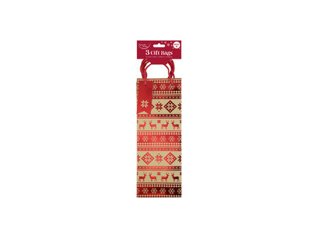 Clairefontaine Sac cadeau de Noël pour bouteille, set de 3