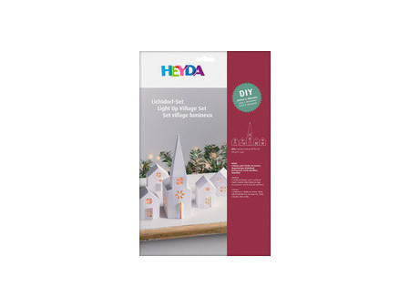 HEYDA Kit village illuminé Maisons & église carton, 5 pièces