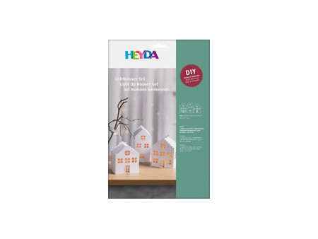 HEYDA Kit village illuminé Maisons, carton, 3 pièces, blanc