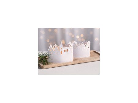 HEYDA Kit village illuminé Leporello, carton, 130 mm, blanc