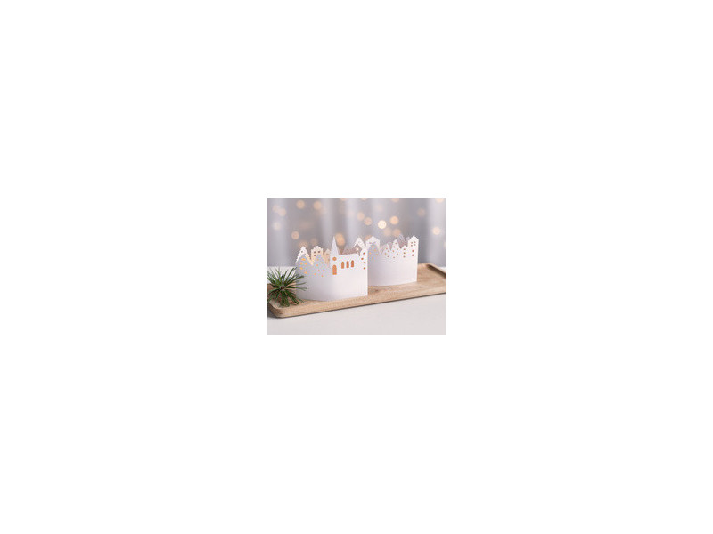 HEYDA Kit village illuminé Leporello, carton, 130 mm, blanc