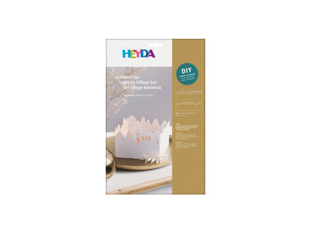 HEYDA Kit village illuminé Leporello, carton, 130 mm, blanc