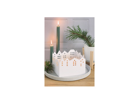 HEYDA Kit village illuminé Leporello, carton, 100 mm, blanc