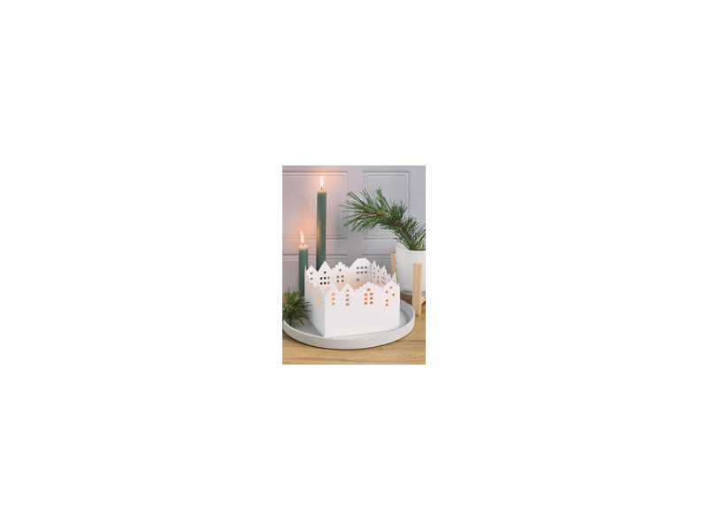 HEYDA Kit village illuminé Leporello, carton, 100 mm, blanc