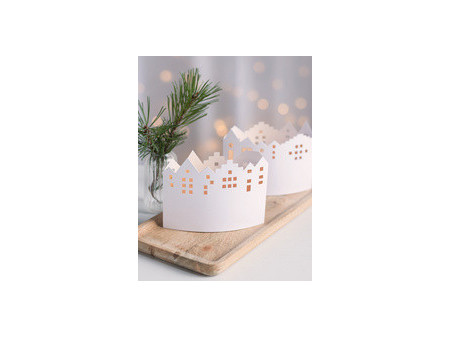 HEYDA Kit village illuminé Leporello, carton, 100 mm, blanc