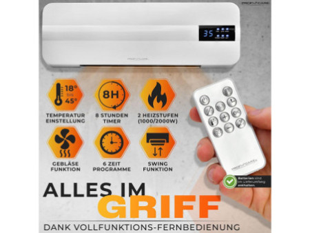 PROFI CARE Chauffage mural en céramique PC-HL 3116, blanc