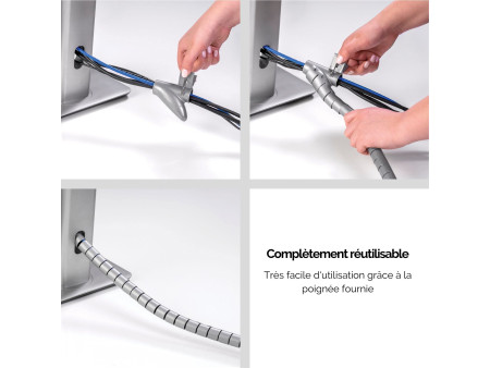 Fellowes Gaine de câbles Câble Zip, longueur: 2,0 m, argent