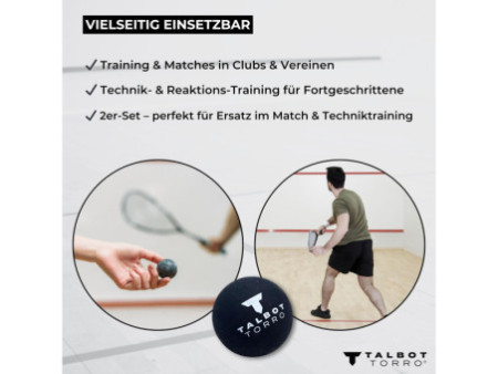 TALBOT torro Balle de squash, moyen, blister de 2, noir