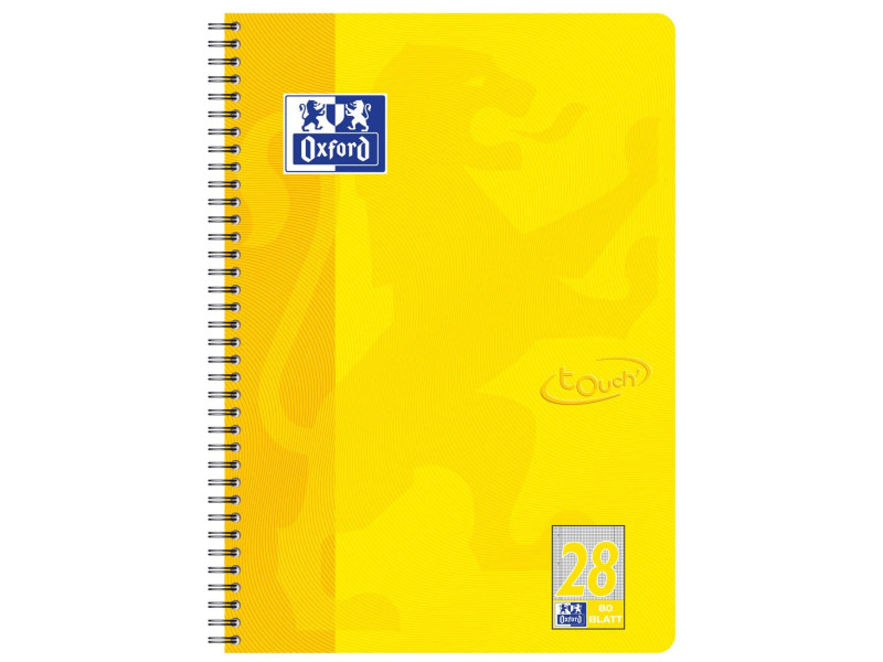 Oxford Cahier Touch, A4+, quadrillé, 160 pages, jaune soleil