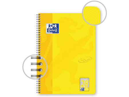 Oxford Cahier Touch, A4+, quadrillé, 160 pages, jaune soleil