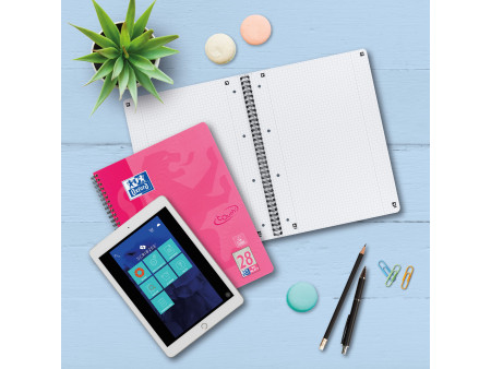 Oxford Cahier Touch, A4+, quadrillé, 160 pages, rose
