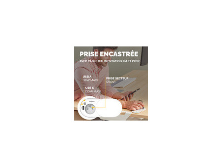 Fellowes Prise encastrée pour table Power Spot, type E, noir
