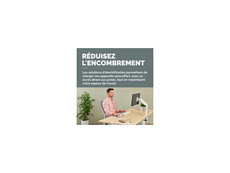 Fellowes Prise encastrée pour table Power Spot type E, blanc