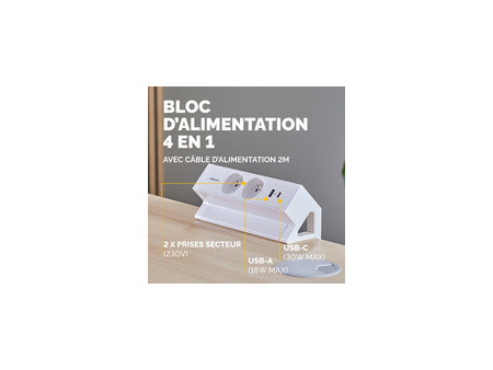 Fellowes Multiprise de table Power Desk 2, type E, blanc