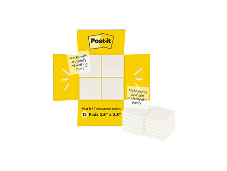 Post-it Bloc-notes transparent notes, 73 x 73 mm, incolore