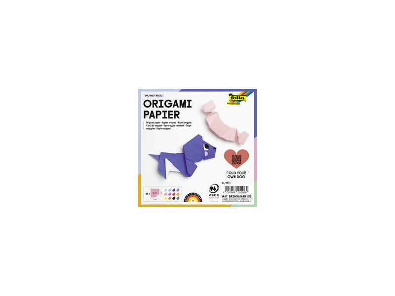 folia Feuille de papier origami Duo Uni, 80 g/m2, 100x100 mm