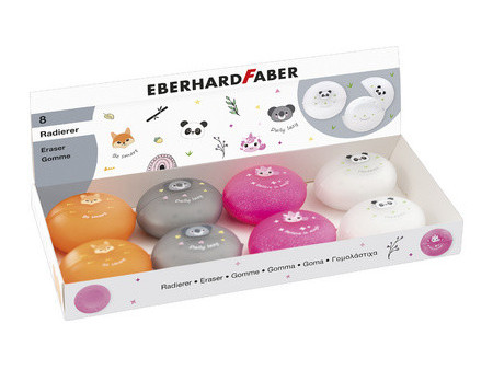 EBERHARD FABER Gomme en plastique Animal, présentoir de 8