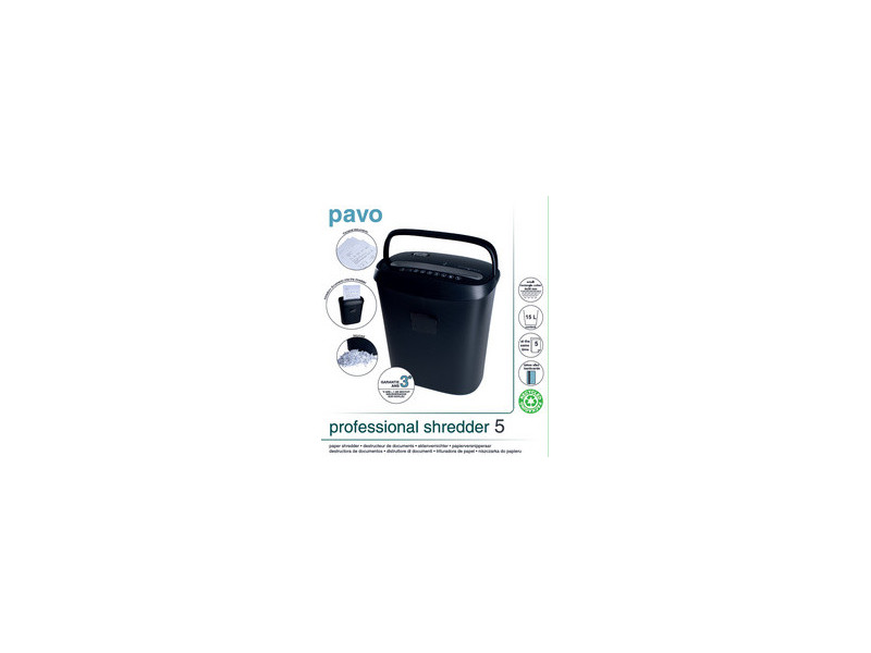 pavo Destructeur de documents Crosscut 5, particules, noir