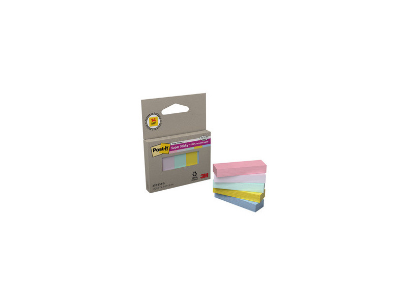 Post-it Marque-page Super Sticky Couleurs Pastel, 15 x 50mm