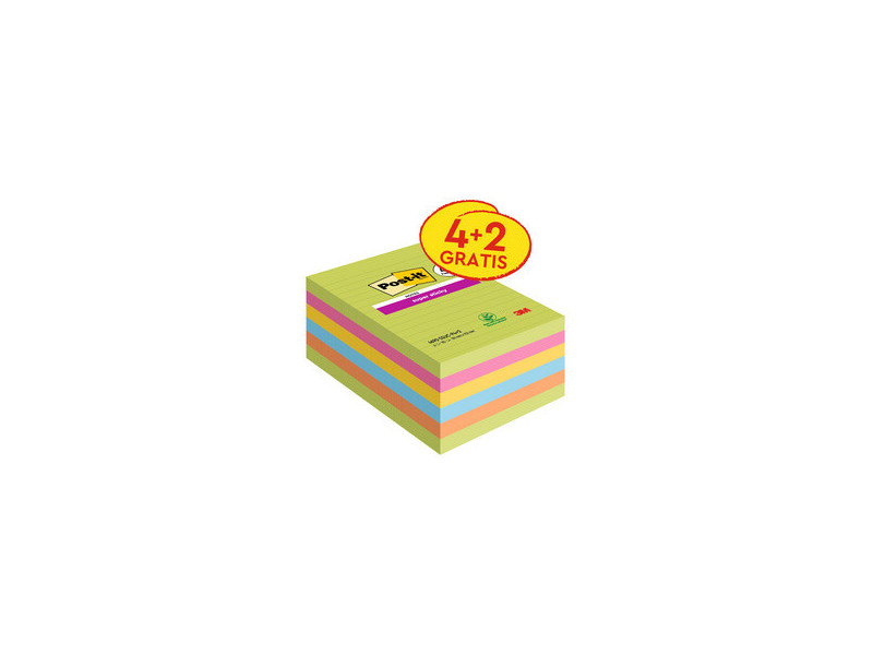 Post-it Bloc-notes super sticky notes, 101 x 152 mm, ligné