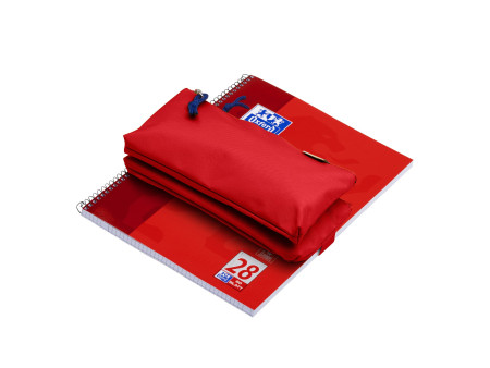 Oxford Trousse à deux compartiments, polyester, rouge
