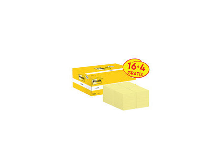 Post-it Bloc-notes adhésif, 76 x 76 mm, jaune, 18+6 gratuits